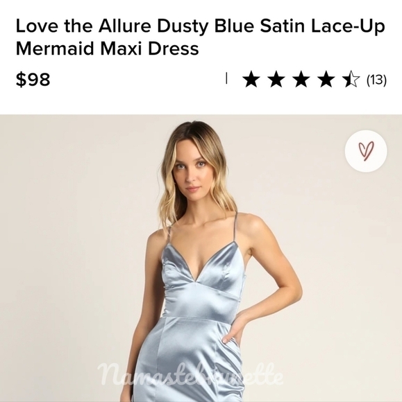 Nwt Lulu's Medium Dusty Blue Satin Lace-Up Mermaid Formal Maxi Dress - Picture 3 of 16